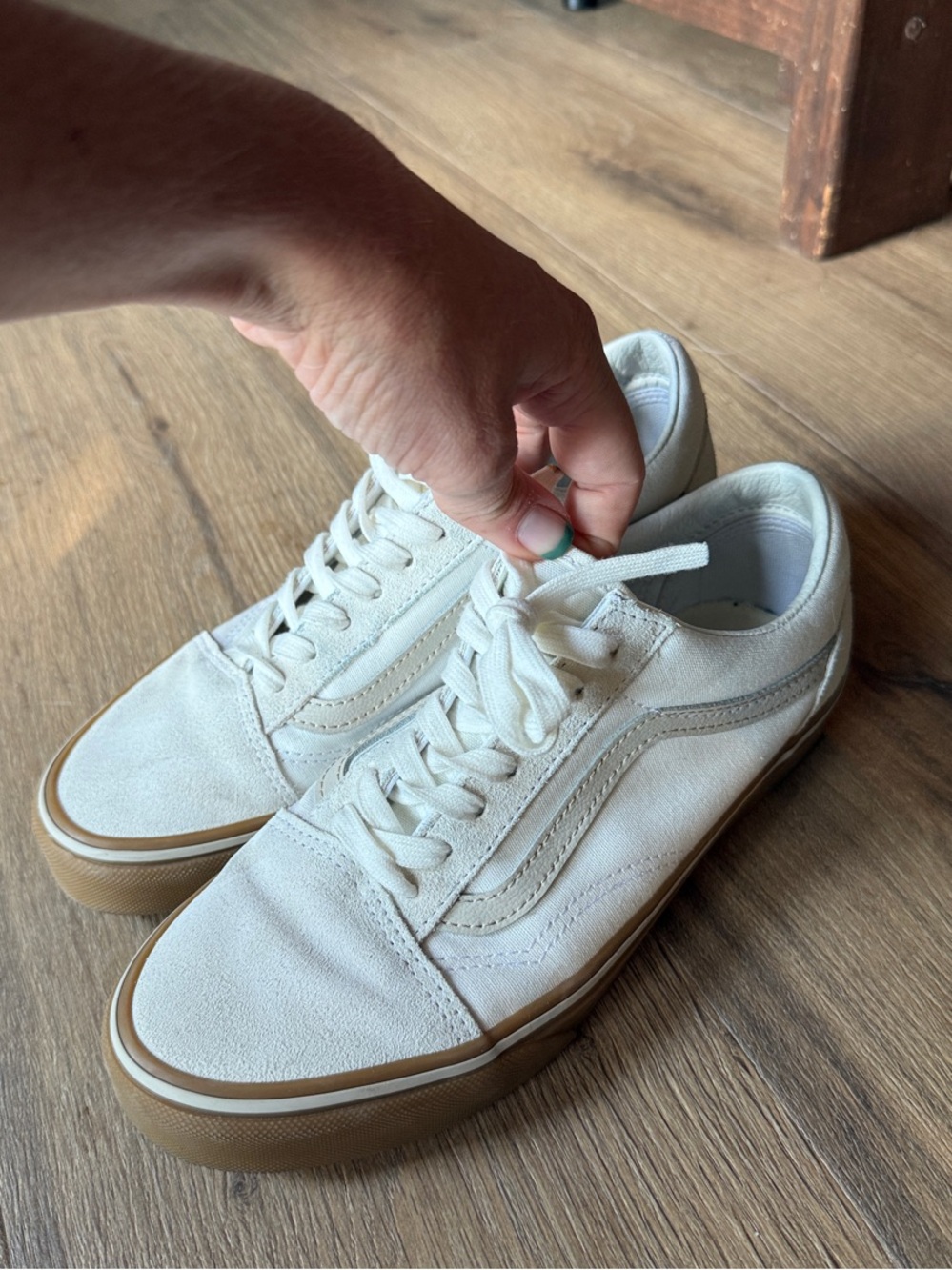 Vans Old Skool Sneakers in Off-White with Gum Outsole